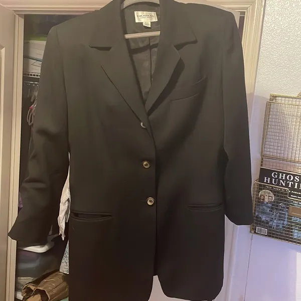 Vintage Emanuel Ungaro Black Wool Blazer Minimalist‎ Old Money Quiet Luxury - Image 2