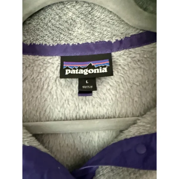 Patagonia Sz L Women Pullover Quarter Snap Fleece Sweatshirt Gray‎ Polartec - Image 3