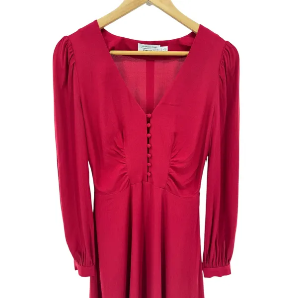 Y2K & Other Stories‎ Red Button Front Mini Dress Long Sleeve LA Atelier Size 4 - Image 2