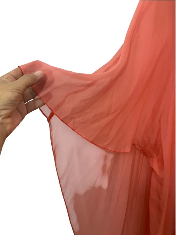Tommy Bahama Lanai Breeze Double Layer Chiffon Tunic Dress M Coral Pink Tassel - Image 8