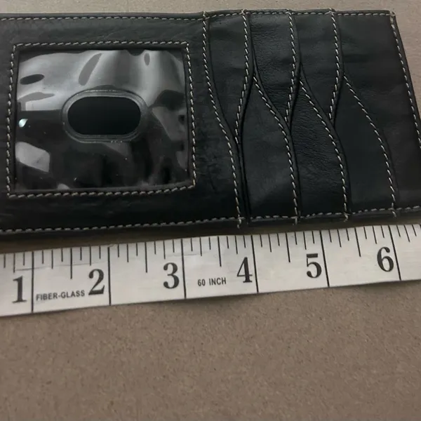 Card holder Black Genuine Leather Card Holder with ID Window - Image 3