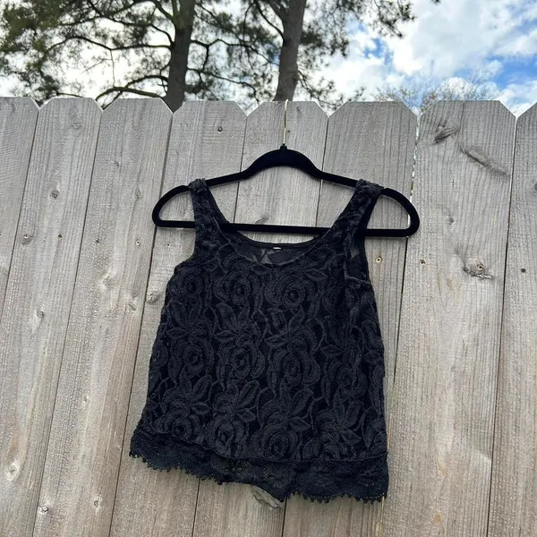 Black floral lace tank small whimsyGoth‎ spring summer fairy - Image 2