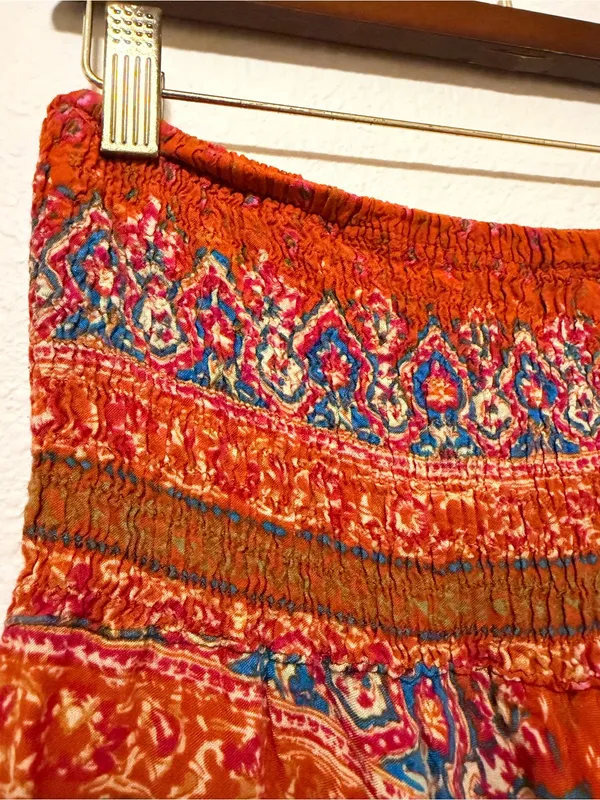 Hippie Pants harrem pants, flowy and soft rayon, bohemian print, pull up, sz M/L - Image 3