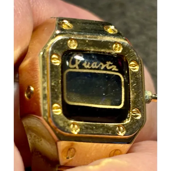 Vintage Gold Tone Digital Ring Watch Quartz Novelty Expansion Band Retro Jewelry - Image 3