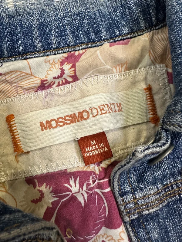 Mossimo Denim Denim Vest Patchwork Floral Distressed M Button Front - Image 9