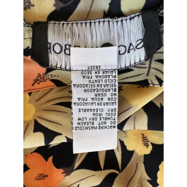 Vintage ‘90s Sag Harbor Orange, Yellow & Beige Tropical Floral Print Maxi Skirt - Image 9