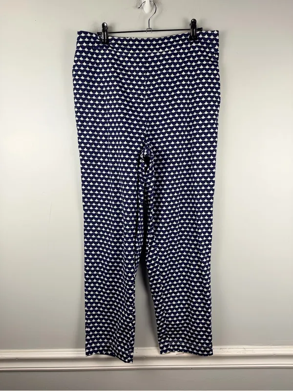 Boden elastic waist pants scalloped design navy & white size 8 - Image 2
