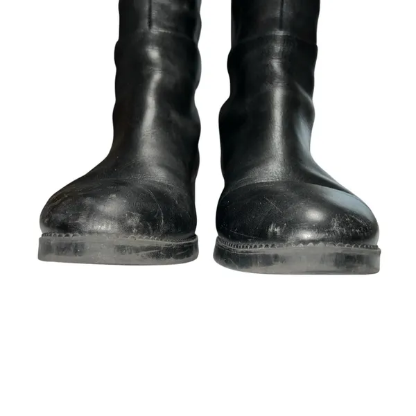 Tory Burch Womens 9.5 Caitlin Riding Boots Knee High Leather Black Logo‎ Pull On - Image 3