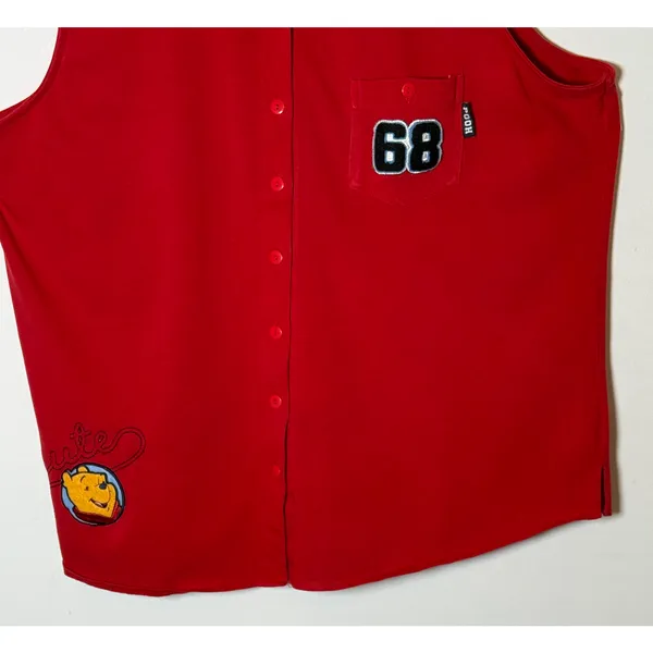 Vintage Disney Top Womens Plus Size 22 Winnie the Pooh Red Button Up Collar Vest - Image 6