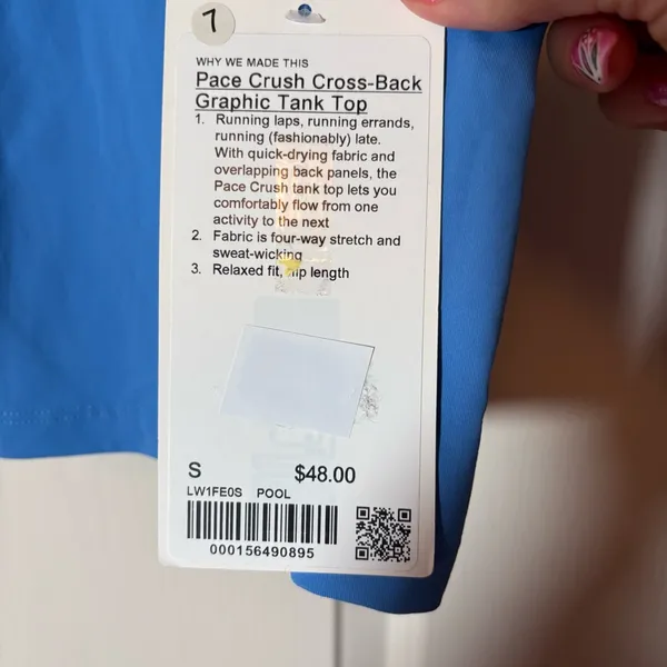 Lululemon Pace Crush Cross-Back Graphic Tank Top SZ S Sold Out Color Pool Blue - Image 4