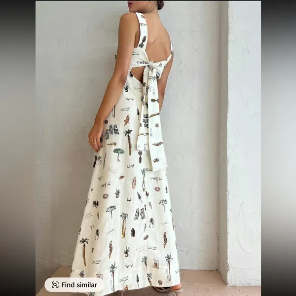 YOZY Women’s All Over Print Knot Back Summer Vacation Dress - Image 2