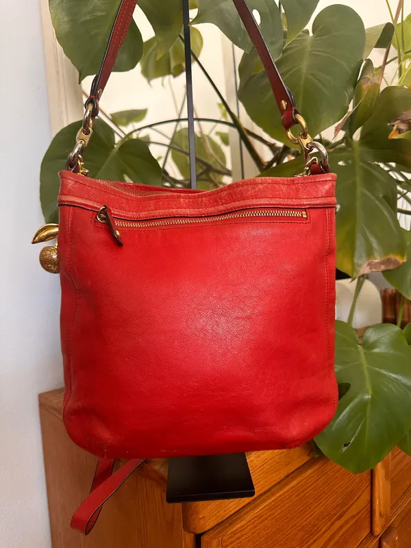 Red Coach Crossbody Bag Leather - Image 8