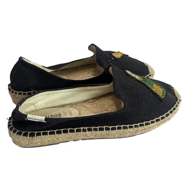 Soludos Cheers Champagne Bottle Espadrille Flats Black Beaded Slip On 6.5 - Image 2