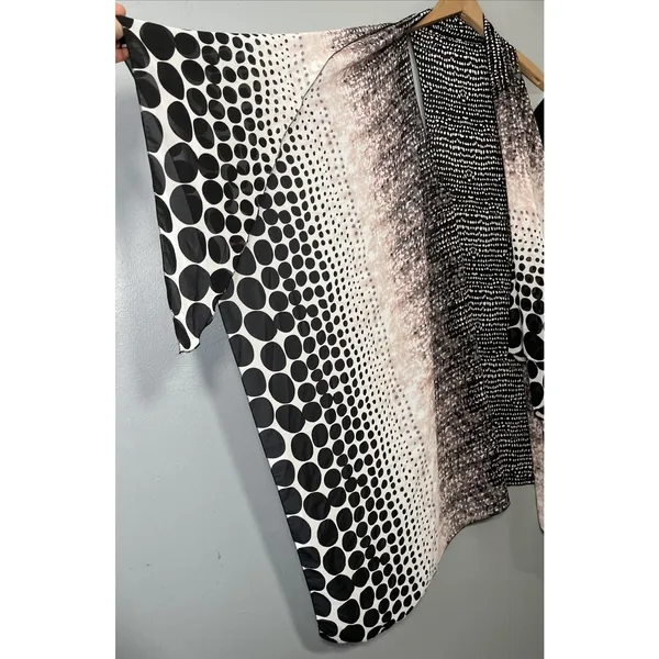 Sheer Asymmetrical Duster Size S M Black Pink Polka Dot Artsy Drape Flowy Chic - Image 6