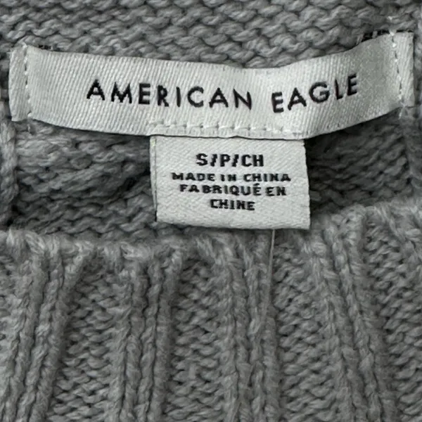 American Eagle Women's Size Small‎ Gray Cable Knit Sweater Crew Neck Fisherman - Image 7