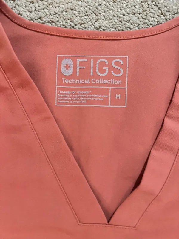 FIGS Coral Casma Orange Scrub Top - Image 3