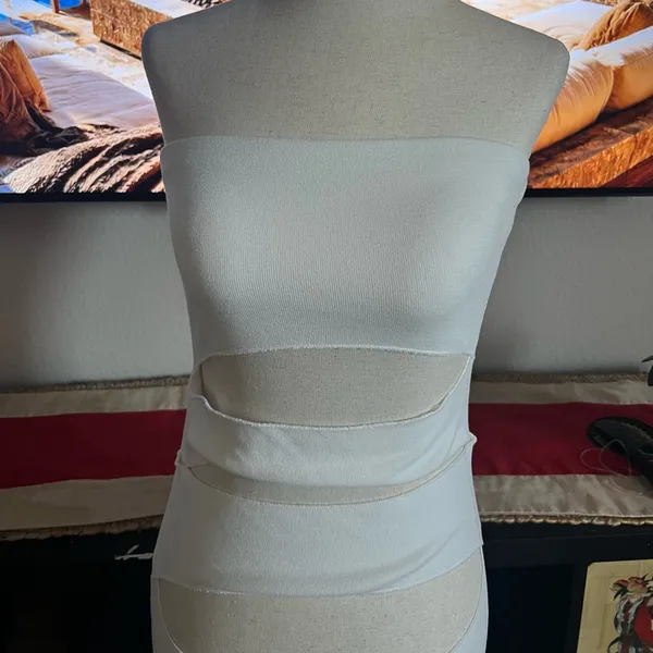 Womens medium Zara White Strapless Cut-Out Maxi Dress - Image 5