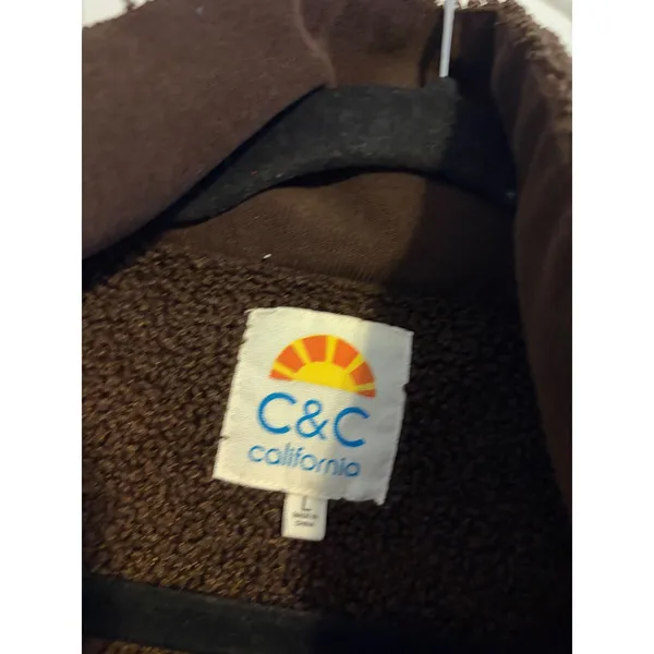 C&C California Brown‎ Fuzzy Fleece Snap Neck Pullover Top Women's Size L - Image 5