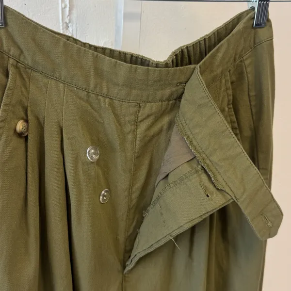 Mable Olive Green Asymmetrical Button Pleated Tapered Pants MP6040 Small Utility - Image 6