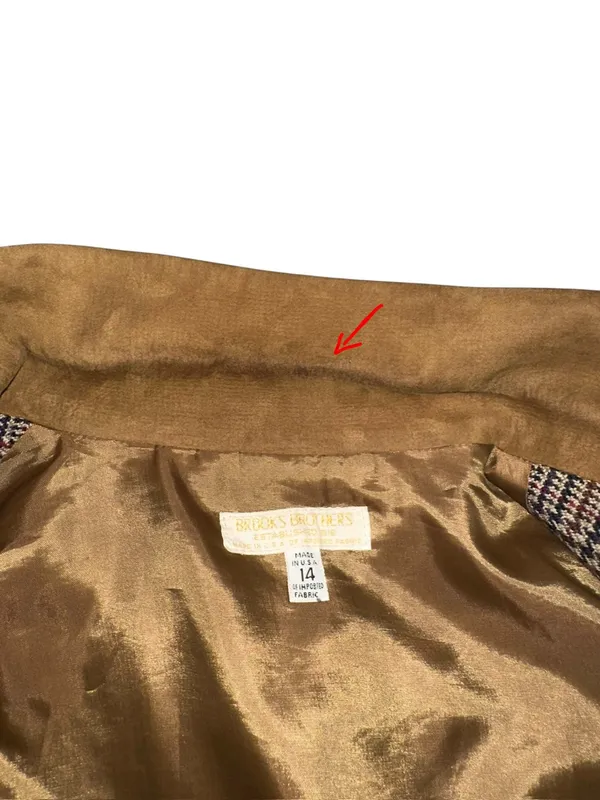 Vintage Brooks Brothers Single Button Plaid Wool Brown Blazer 14 - Image 3