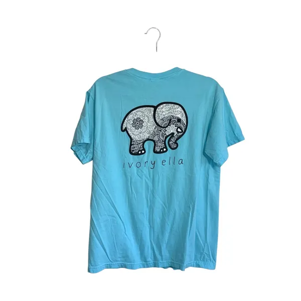 Ivory Ella Mandala Elephant Graphic Tee Turquoise Short Sleeve - Image 6