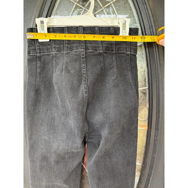 Free People We The Free High Rise Flare Jeans Washed Black Size 25 Double Button - Image 6