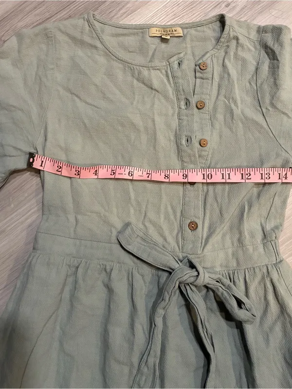 Polagram Sage Green Button-Front Midi with Tie Waist - Image 7