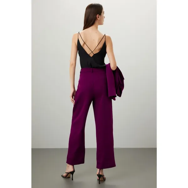 ENDLESS ROSE Purple Wine Colored High-Waisted Suit Pants Size Small - Image 3