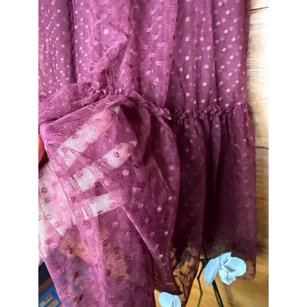 NWT Lulus Dreamy Celebration Plum Purple Tulle Bustier Swiss Dot Midi Dress Sz S - Image 4