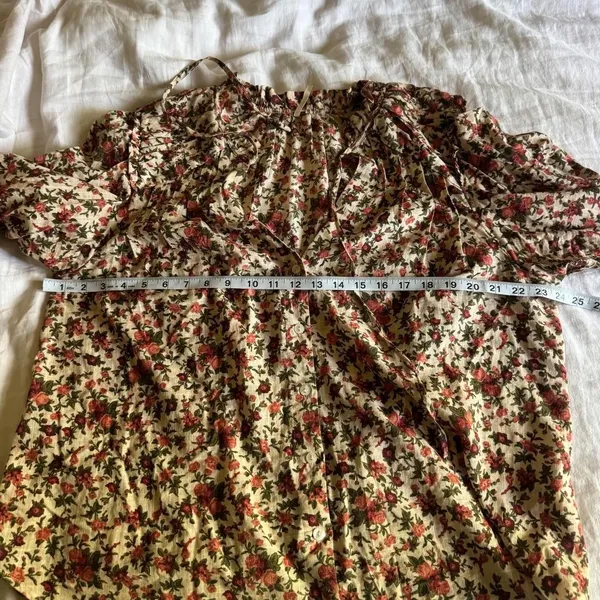 Free People Meant to Be Vintage Floral Boho Romantic Long Sleeve Blouse L - Image 7