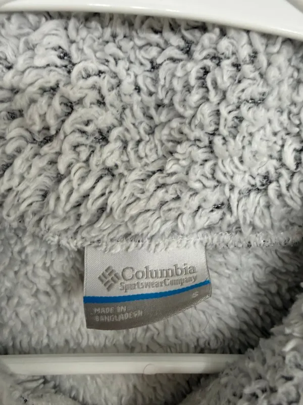 Columbia Gray High Pile Sherpa Fleece Full Zip Jacket Women’s S - Image 4