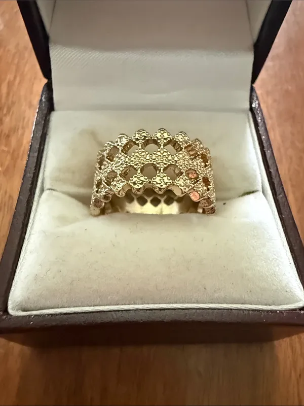 Textured Openwork Gold-Tone Band Ring for Women Size 6 1/4 - Image 2
