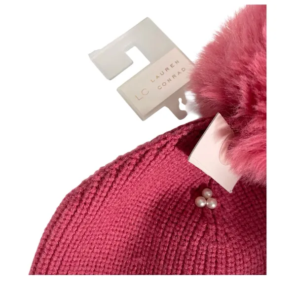 NWT LAUREN CONRAD Beaded Pom Pom Beanie - Image 3