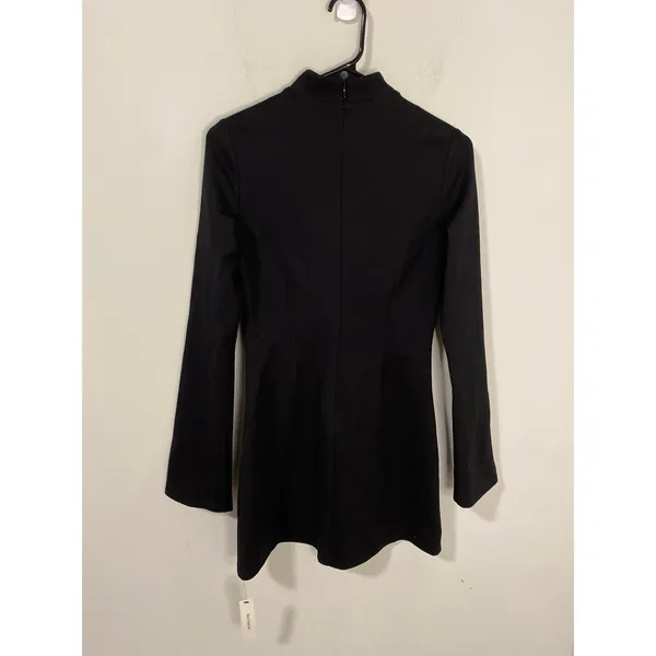 Reformation Atlas Knit Dress Black Mock Neck Mini Dress XS - Image 3