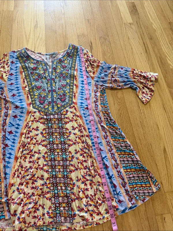 Soft Surroundings Fifi Bell Sleeve Embroidered Boho Top Sz L - Image 5