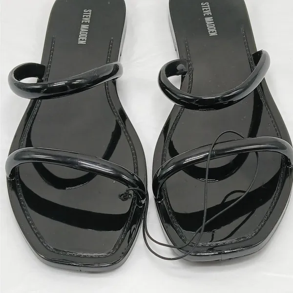 Steve Madden Pike Strappy Jelly Sandals Shoes Womens Size 10 Black Slip On Flats - Image 7