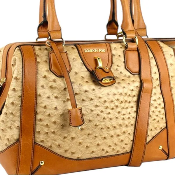 London Fog Tan and Brown ostrich top Women's Bag - Image 3