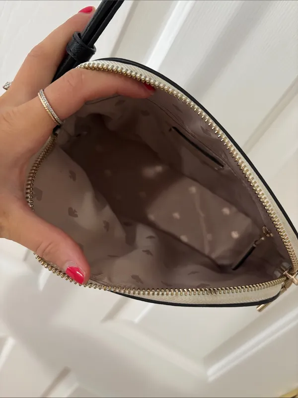 kate spade Two-Tone Dome Crossbody in White, Taupe & Black - Image 2