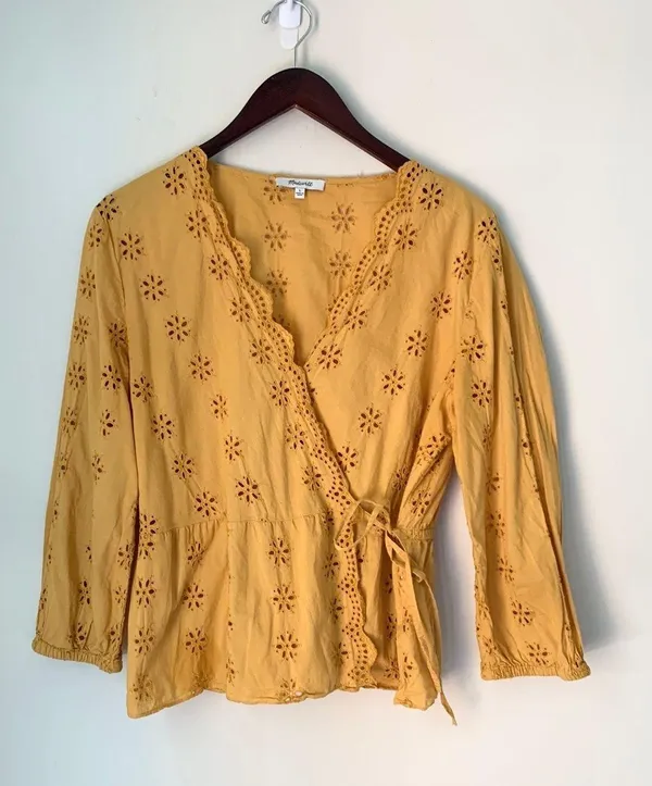 Scalloped Eyelet Wrap Top - Image 4