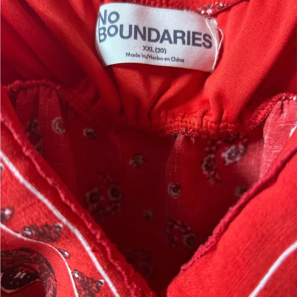 No Boundaries Vintage Inspired Babydoll Tank Top with red bandana paisley print - Image 2