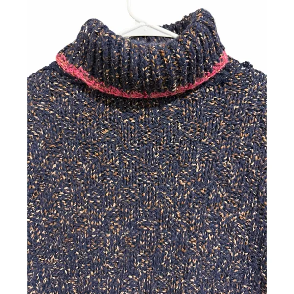 Free People Echo Navy Flecked Oversized Wool Blend Turtleneck Sweater Size‎ Med - Image 4
