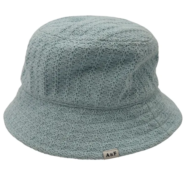 Abercrombie Fitch Womens Light Baby Blue Knit Bucket Hat‎ Trendy Y2K Streetwear - Image 2