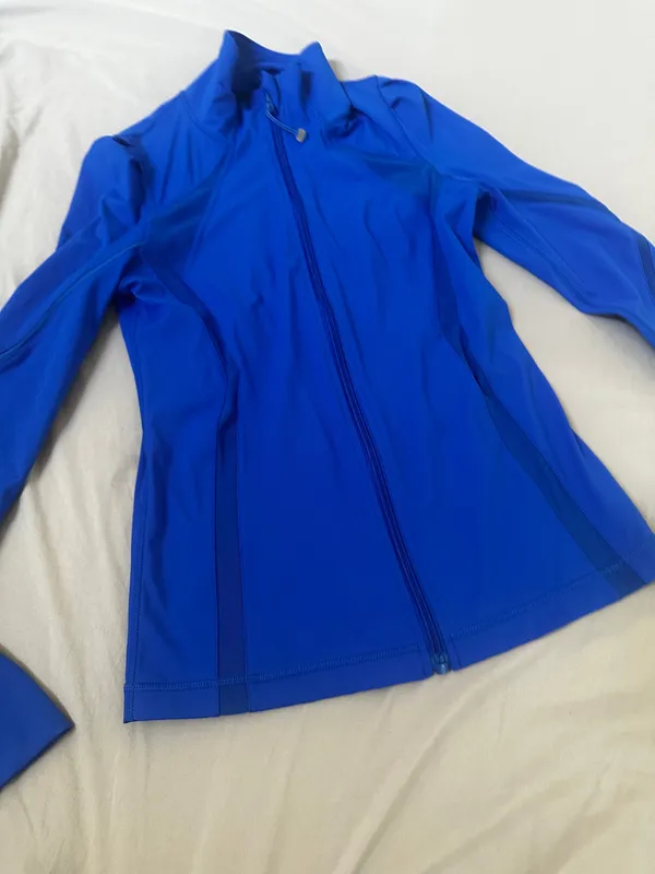 LJ Black Womens Activewear Track Jacket Blue Full Zip Pockets Stretch - Image 3