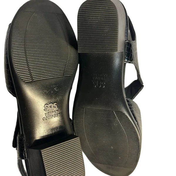 SAS Suntimer Women’s 8M Black Croc Print Leather Slingback Sandal Shoes - Image 3