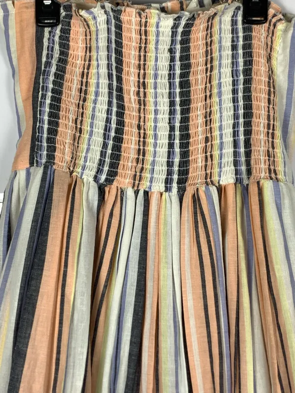 Free People Lilah Midi Dress S Striped Cotton Autumn Wedding Guest Boho - Image 5