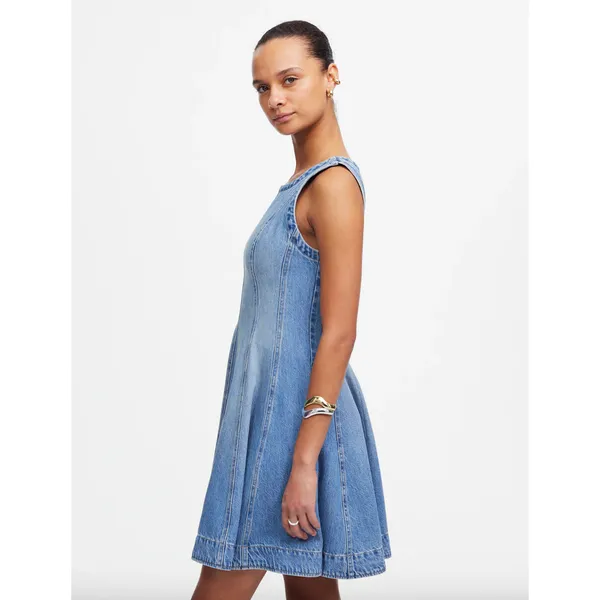 Madewell Circle Mini Dress Airy Denim Ashbury Wash Blue Fit Flare XXS NWT - Image 3