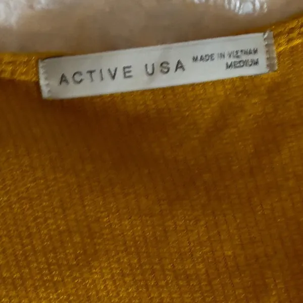 Active USA Mustard Yellow Ribbed Knit Duster Cardigan J10202 Mens Medium - Image 5