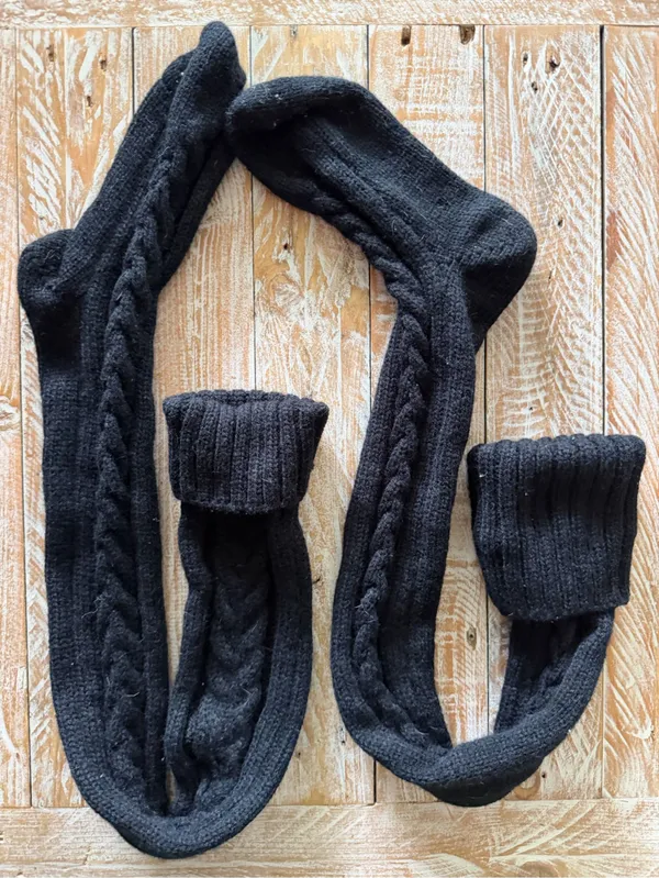 🖤Black Extra Long Cable Knit Thigh High Boot Socks🖤 Black - Image 7