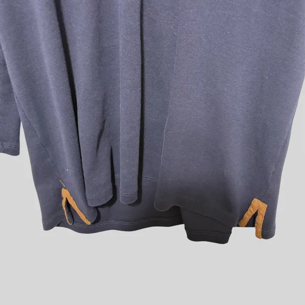 Lauren Ralph Lauren Tunic Top L Navy Blue‎ Suede Trim Equestrian Preppy Capsule - Image 4