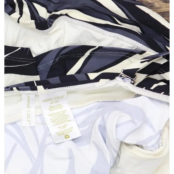 Anne Cole Chic Draped Front Underwire Swim Top Palm Chic Black White 36C/38B - Image 3
